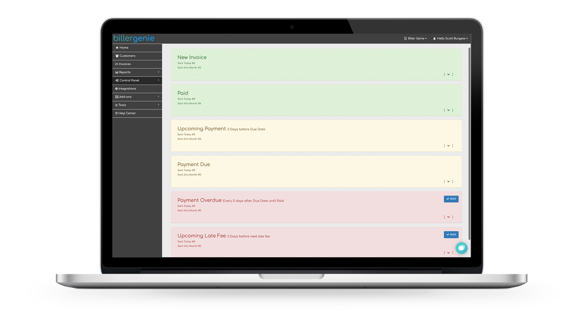 screenshot of Biller Genie